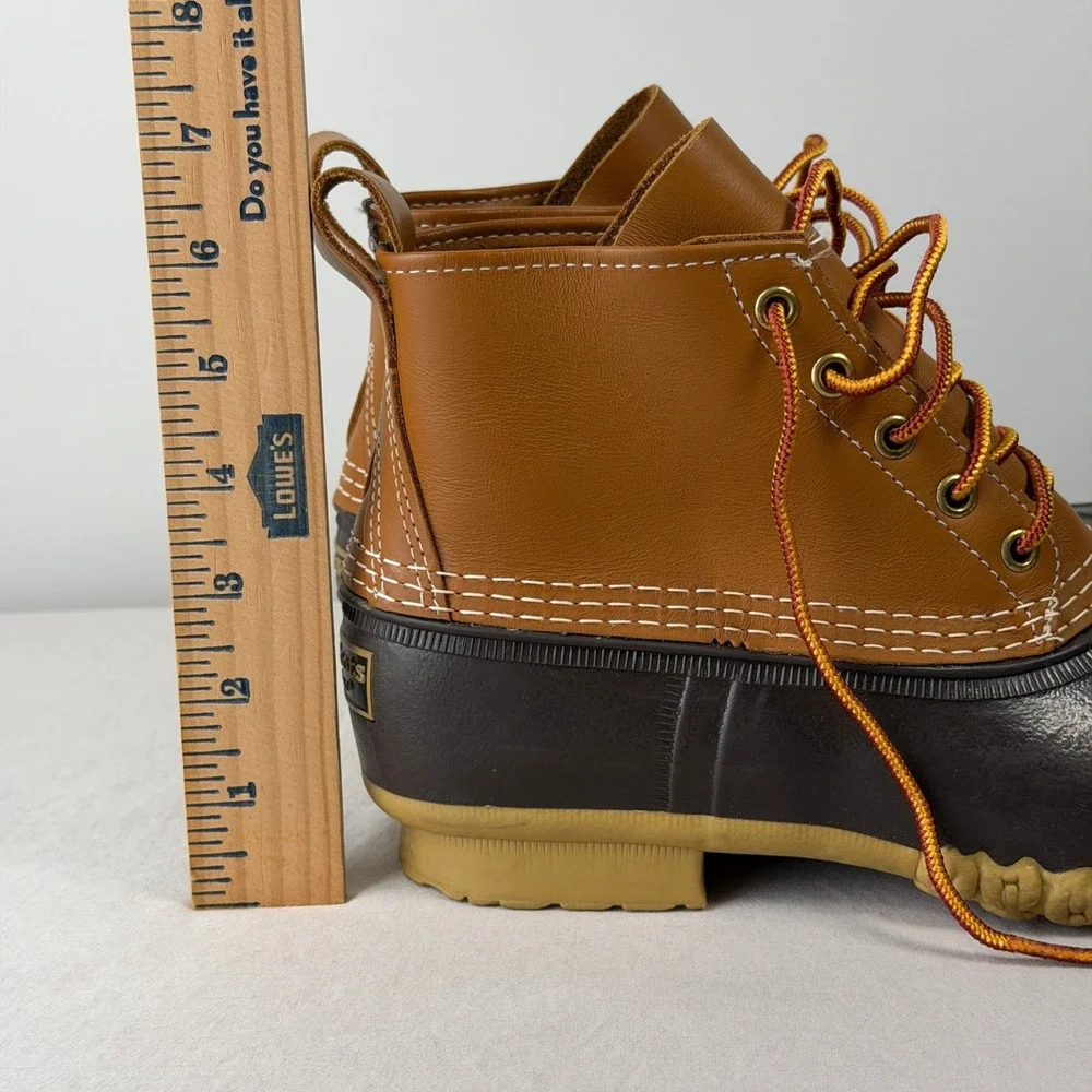 LL Bean Boots Mens 7M‎ Tan Brown 6 Inch Duck Boots Waterproof Made in USA 175051